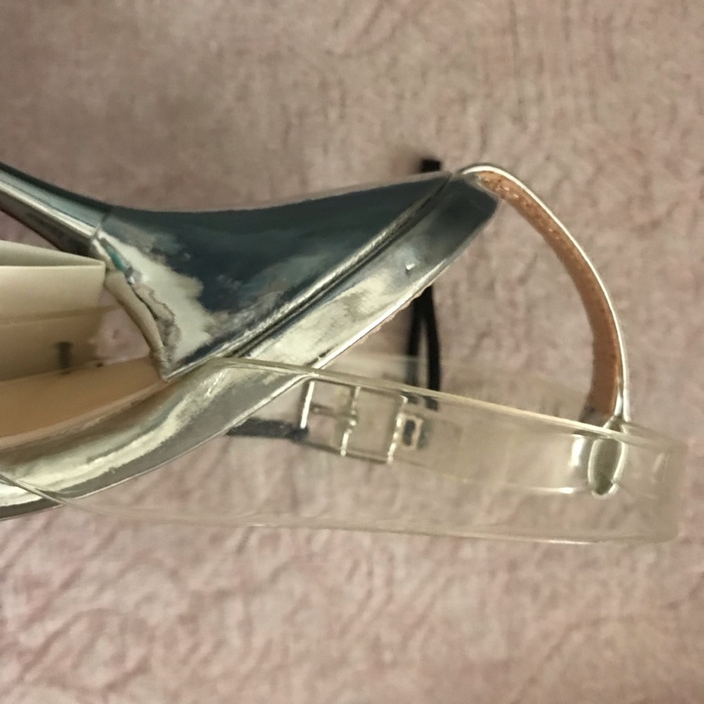 Zara Metallic Silver and Crystal Heeled Sandals - Picture 12 of 12